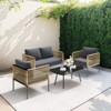 Hyleory 4 Pieces Rattan Plaited Patio Set For 4 With Coffee Table, Outdoor Conversation Sofa Set - 2 of 4