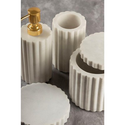 Roksana White Marble Fluted Bath Accessories Set of 4