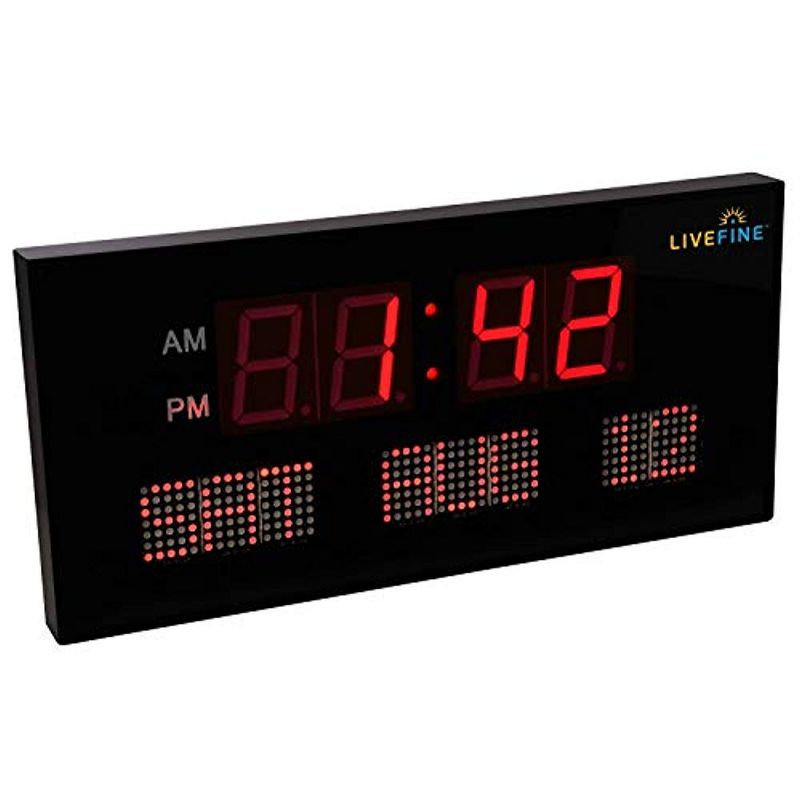 Ivation Large Digital Wall Clock, LED Display with Date, 1 of 6