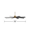 70" Possini Euro Design Defender Modern Indoor Outdoor Ceiling Fan with Dimmable LED Light Remote Soft Brass Matte Black Damp Rated for Patio Exterior - image 4 of 4