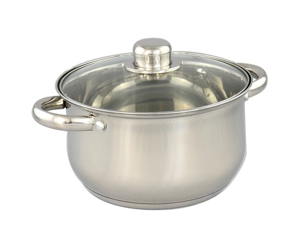 Gourmet Chef 8qt Stainless Steel Stock Pot with Glass Lid