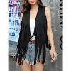 Acekool Women's 70s Fringe Vest - Retro Faux Suede Sleeveless Jacket with Bohemian Tassels, Western & Hippie Style - 2 of 4