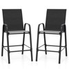 Costway 2 PCS Outdoor Bar Stools 29" Fabric Bar Height Stools with Armrests & Footrest Brown/Black/Gray/Beige/Navy - 2 of 4