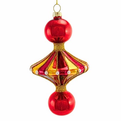 Cody Foster 5.0 Inch Merry & Bright Spindle Glass Top Shape Vintage Tree Ornaments