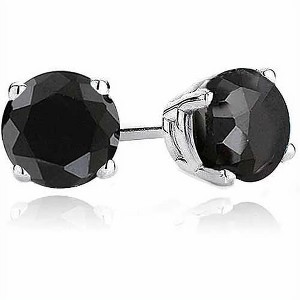 RMZ GOLD NYC 2 Carat Lab-Created Black Spinel Stud Earrings in Sterling Silver – 6mm - 1 of 1