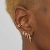 14K Gold Plated Triple Huggie Illusion Stud Earrings | Double Huggie Hoop Earrings for One Hole | Gold Hoop Earrings for Women - 2 of 4