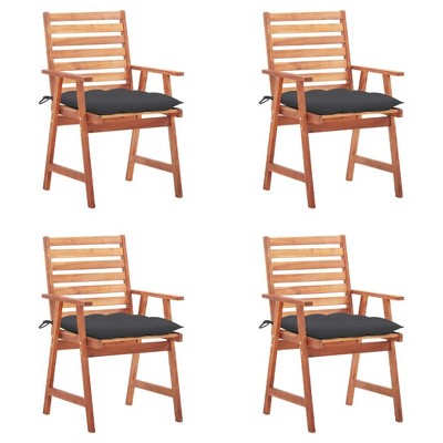 Outdoor Chair Set of 4 Solid Acacia Wood vidaXL