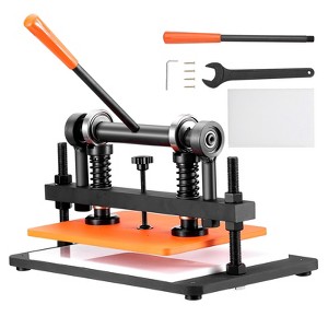 VEVOR Leather Cutting Machine, 14.2 x 10.2 in Embossing Plate Manual Die Cutter, 0.47 in Pressure Stroke Dual Guide Shafts Die Cut Machine, Black - 1 of 4