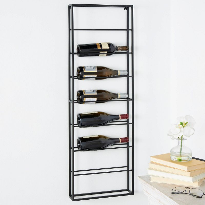 43&#34;x15&#34; Metal Minimalistic 8 Bottle Wall Wine Rack with Open Style Frame Black - Olivia &#38; May, 2 of 9