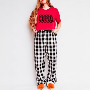 Simply Sage Market Women's Cupid Varsity Checkered Pajama Set - 1 of 4