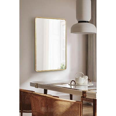 Gold Framed Rounded Rectangle Wall Mirror, 24x36