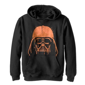 Boy's Star Wars Halloween Vader Helmet Spray-Paint Pull Over Hoodie - 1 of 3