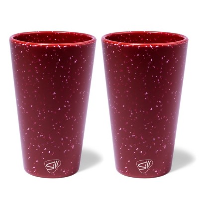 Silipint: Silicone Pint Glasses: 2 Pack Speckled Red - 16oz Unbreakable Cups