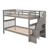 YOOCOZZ Twin over Twin Wood Bunk Bed with Storage and Guard Rail for Bedroom, Dorm - 2 of 4