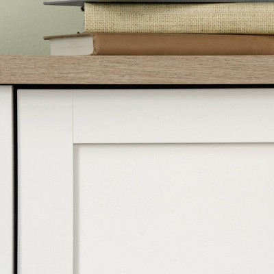 Cottage Charm Soft White Armoire with Lintel Oak Accents