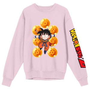 Dragon Ball Z Gohan With Dragon Balls Crew Neck Long Sleeve Cradle Pink Adult Sweatshirt - 1 of 3