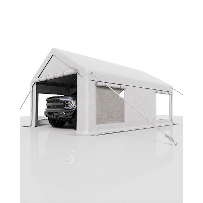 12x20 Ft Heavy-Duty Carport Garage Tent Shelter with Roll-Up Ventilated Windows and Doors, Portable Garage Canopy for Car, Truck, and Boat