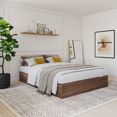 Walnut Queen Storage Bed Frame with 3 Drawers