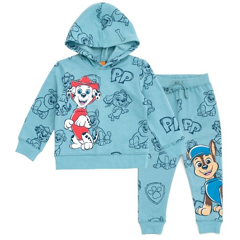 Nickelodeon Paw Patrol Chase Marshall Toddler Boys Fleece Pullover Hoodie and Jogger Pants Outfit Set Blue 5T