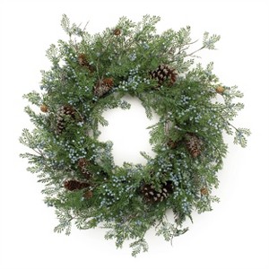 Mixed Juniper and Pinecone Wreath 26"D - 1 of 1