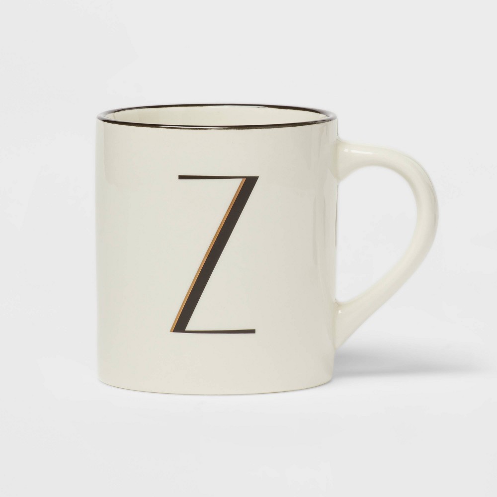 Photos - Glass 16oz Stoneware Monogram Z Mug Ivory - Threshold™