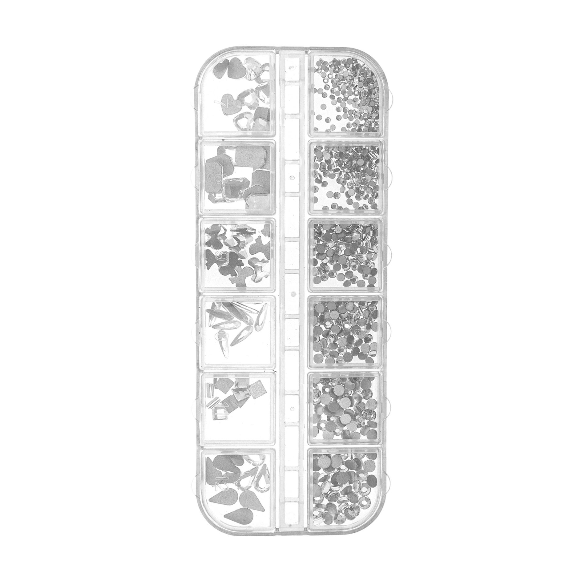 Unique Bargains 12 Grids Rhinestone Nail Supplies Clear 1 Set