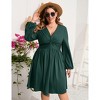 Clearlove Plus Size Dresses for Women V Neck Long Sleeve Twist Knot Front Flowy Dresses - 3 of 4