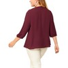 Agnes Orinda Women's Plus Size Chiffon Tie Round Neck  3/4 Sleeve Elegant Work Blouses - 4 of 4