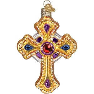 Old World Christmas Blown Glass Ornament for Christmas Tree, Ornate Cross - 1 of 4