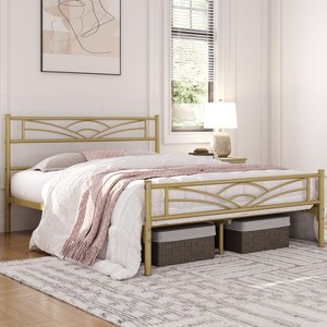 Yaheetech Metal Platform Bed Frame with Cloud-inspired Design Headboard - 1 of 4