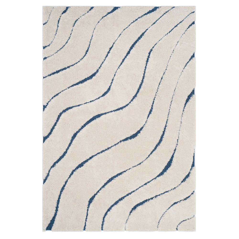 6'x9' Wave Loomed Area Rug Cream/Blue - Safavieh