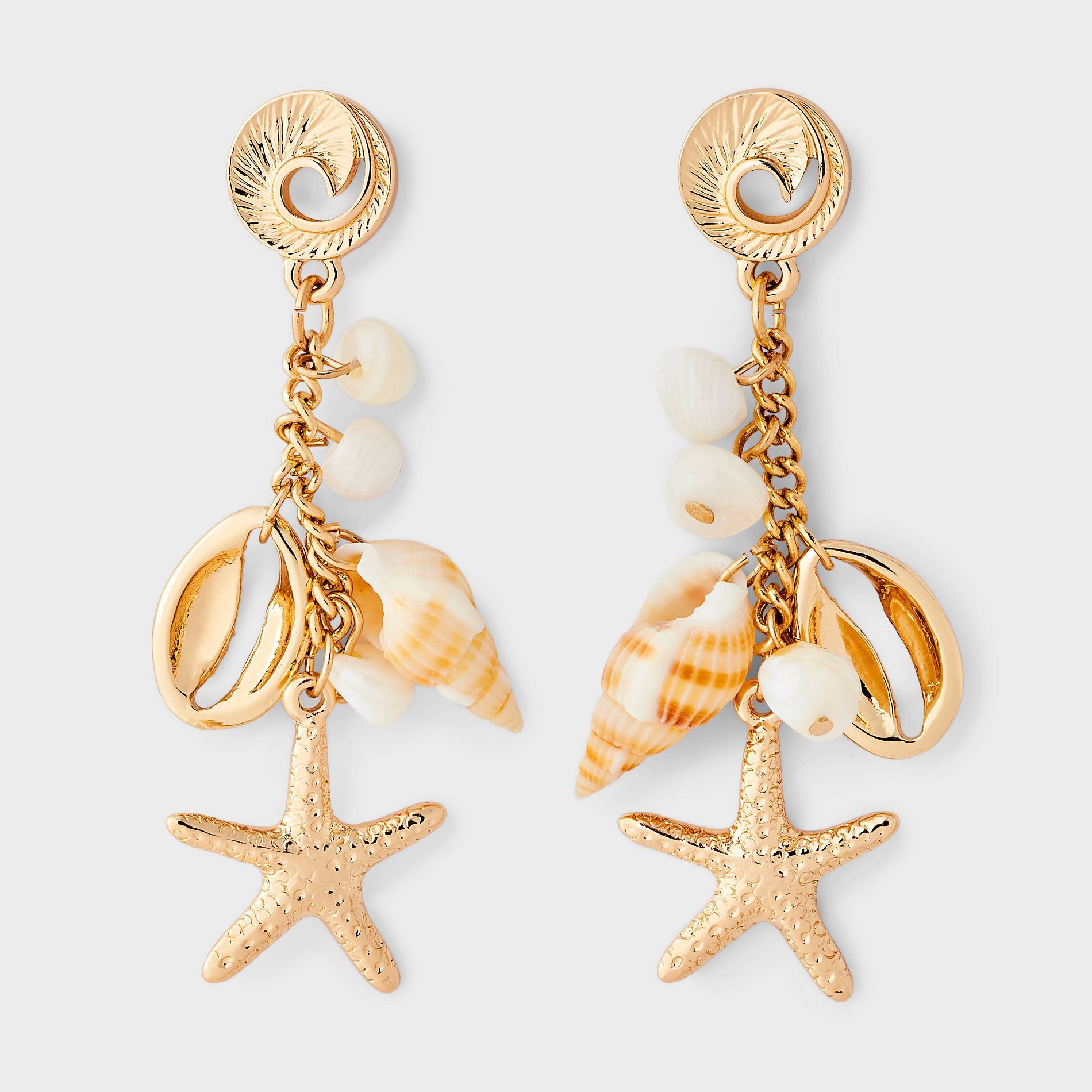 Sealife Hanging Charm Drop Earring - A New Day™ Gold