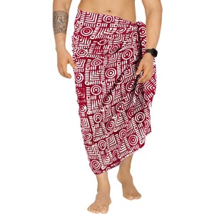HAPPY BAY Men's SarongBeach Cover Ups Wraps Swim One Size Pink Geometric - 1 of 4