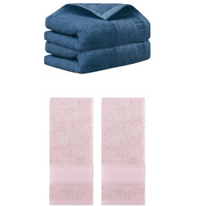 REGALWOVEN 4 Pcs Solid Soft Absorbent Hand Towel for Bathroom 14" x 30" - 1 of 4