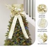 Christmas Tree Topper, Christmas Decorations 9.84 in Glitter Bow - with Decorative Spruce Branch, Xmas Holiday Decor for Tree - 3 of 4