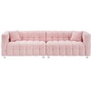 DOMETOUR 102 Inch Teddy Fleece Sofa for Living Room Bedroom, 4 Seat Modern Upholstered Sofa Futon Couch with 2 Pillows - 4 of 4