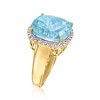 Ross-Simons 18.00 Carat Sky Blue Topaz and .17 ct. t.w. Diamond Frame Ring in 14kt Yellow Gold - 3 of 4