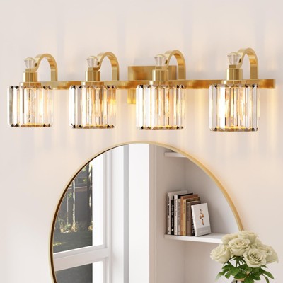 Crystal Gold Bathroom Vanity Light 3/4/5/6 Light Modern Bathroom Vanity Light Fixtures Over Mirror Modern Crystal Vanity Lighting
