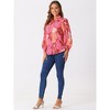 Allegra K Women's Floral Print Button Up Puff Long Sleeve Fashion Casual Blouse - 3 of 4
