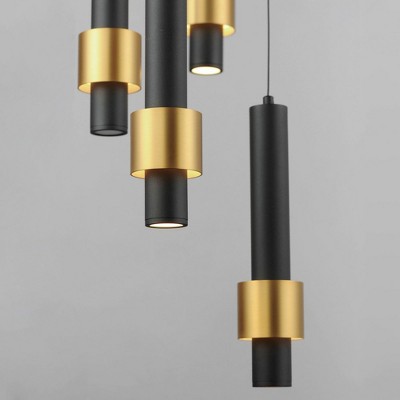 Modern Black and Gold 7-Light LED Pendant with Aluminum Finish