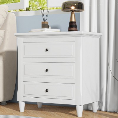 28'' Modern 3-Drawer Nightstand with Smooth Drawer Slides,Metal Handles & Rubber Wood Legs for Bedroom Living Room-Baofuwish