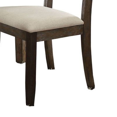 Beige Linen and Salvage Brown Cross Back Side Chair Set