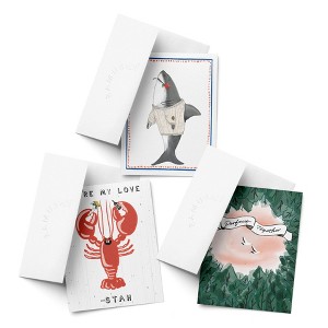 Love/Valentine's Assorted Greeting Card Pack (3ct) "Sharky Love, Lobstah, Perfect Together" by Ramus & Co - 1 of 4