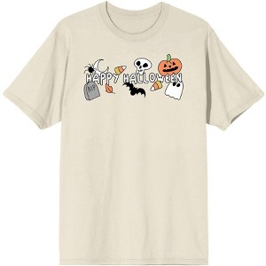 Halloween Cartoon Halloween Symbols Men's Natural Graphic Tee - 1 of 3