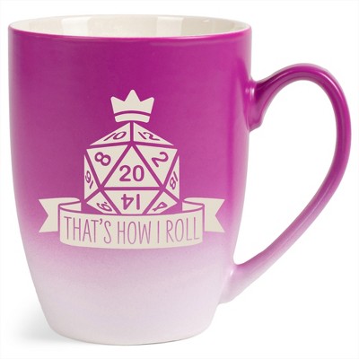 100 North Dice 10 Ounce Pink and White Two Toned Ombre, Comfortably Fits Your Hands, Ceramic Tea Coffee Cup Mug, That's How I Roll