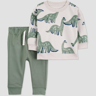 2pcs Toddler Boy Playful Dinosaur Print Sweatshirt and Pants Set