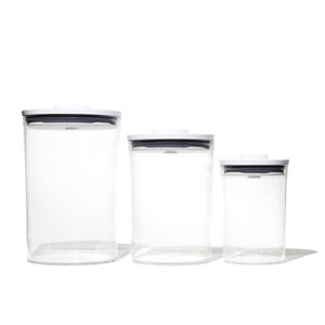 OXO POP 3pc Plastic Airtight Round Canister Food Storage Container Set White - 1 of 4