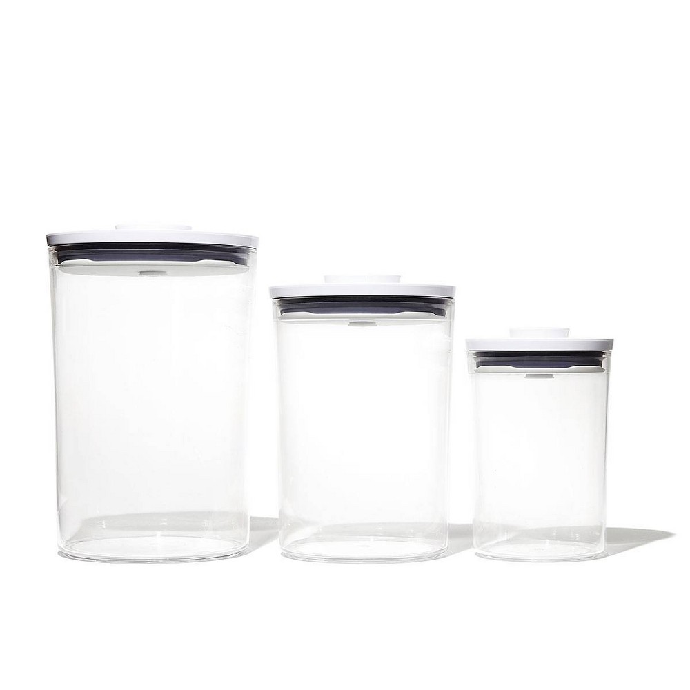 Photos - Food Container Oxo POP 3pc Plastic Airtight Round Canister Food Storage Container Set Whi 