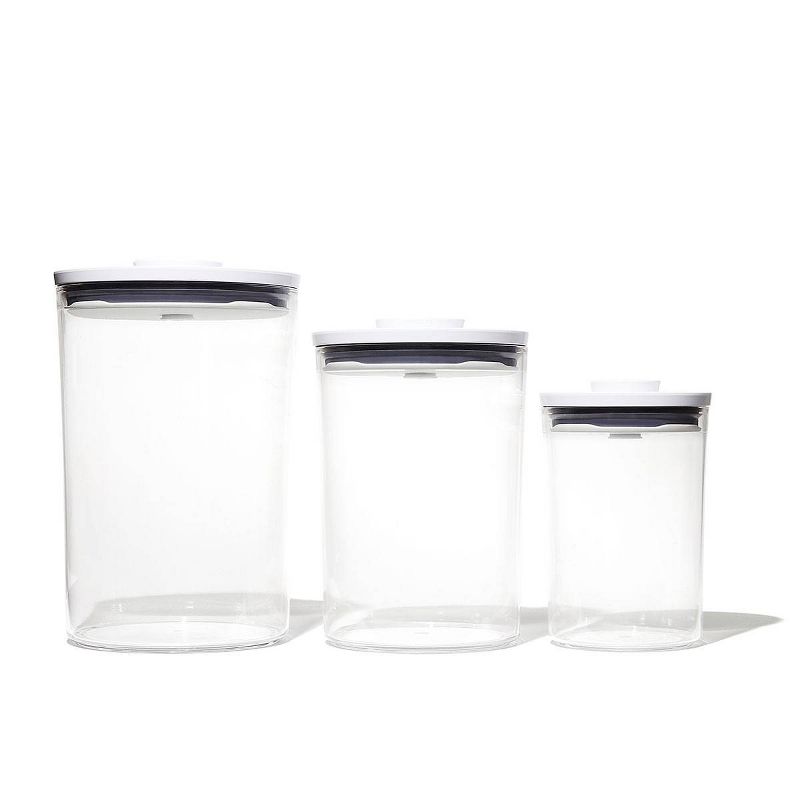 OXO POP 3pc Plastic Airtight Round Canister Food Storage Container Set White, 1 of 7