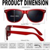 Attop Polarized Sunglasses Retro Square Design Sunglasses UV400 Fashion, Red Color Frame, Black Lens - 3 of 4